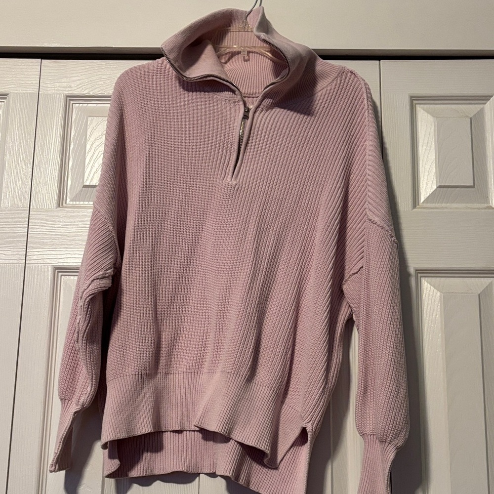 Aerie Light Pink Knit Quarter-Zip